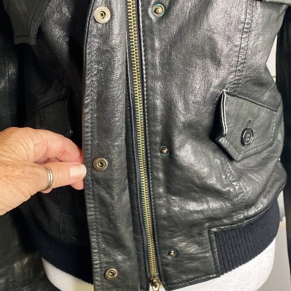 Theory Rock Nyreel Lambskin Bomber Jacket - Picture 5 of 10